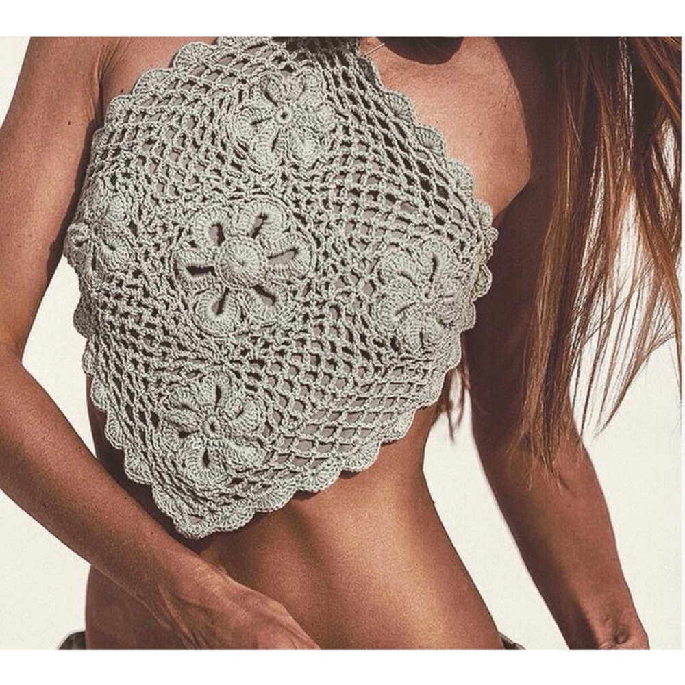 Crochet Halter Bikini in Sage - Women Swim